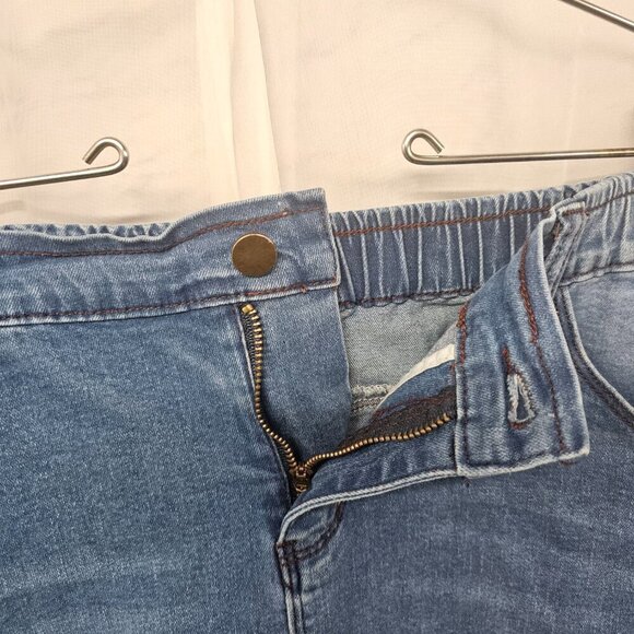 Blue Denim A-Line Midi Skirt Boho Faded Classic L - Picture 6 of 13